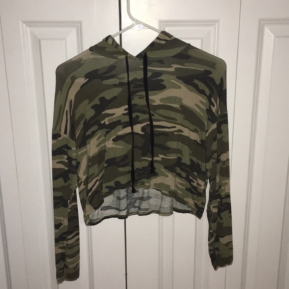 camo crop top hoodie